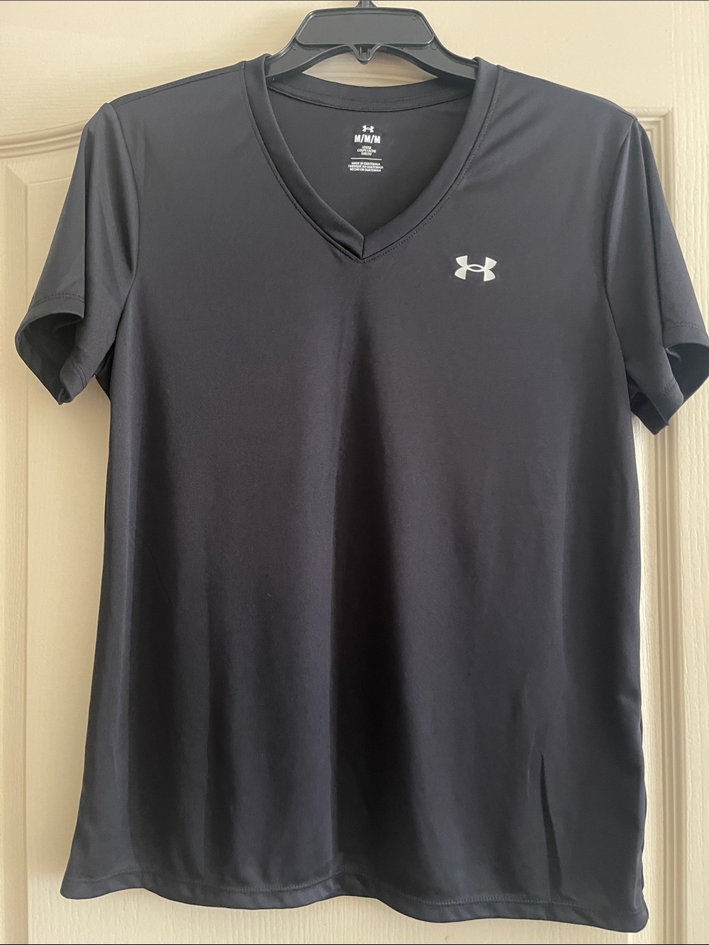 Under Armour Black V-Neck Performance Tee with White Logo